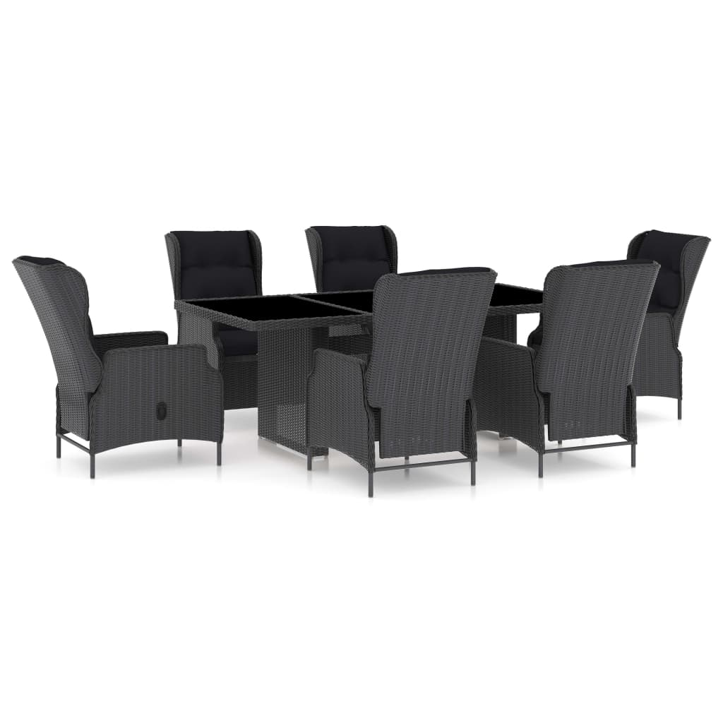 Set mobilier de exterior rabatabil cu perne pentru 6 persoane, vidaXL, Poliratan, 200 x 100 x 74 cm, Gri