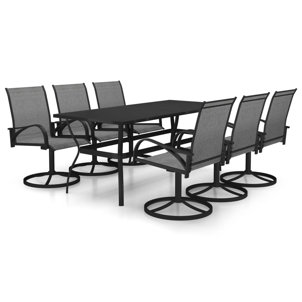 Set de mobilier pentru gradina din 7 piese vidaXL, Otel, 190 x 80 x 72 cm, Gri antracit