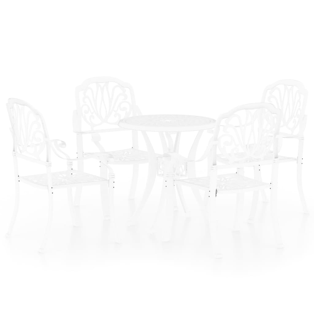 Set mobila bistro de exterior cu 5 piese cu model, vidaXL, Aluminiu, 63 x 69 x 91 cm, Alb