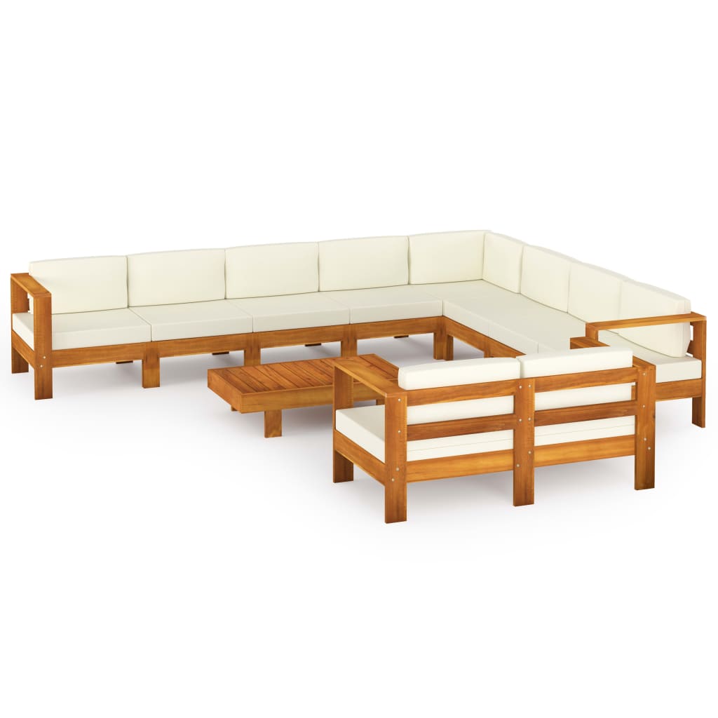 Set mobilier pentru gradina cu 9 locuri cu perne vidaXL, Lemn de acacia, Maro
