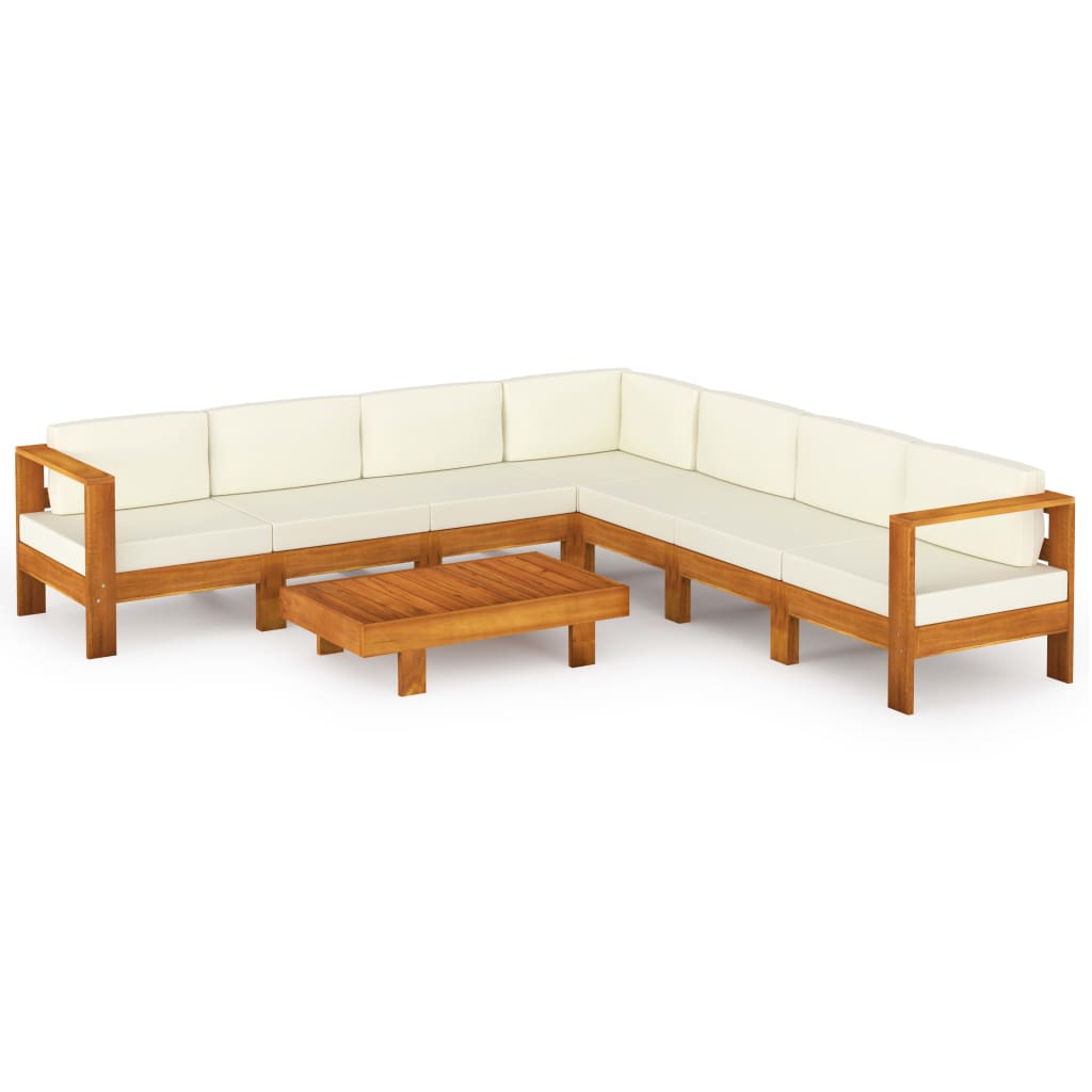 Set mobilier pentru gradina cu 8 piese cu perne, vidaXL, Lemn de acacia, Maro