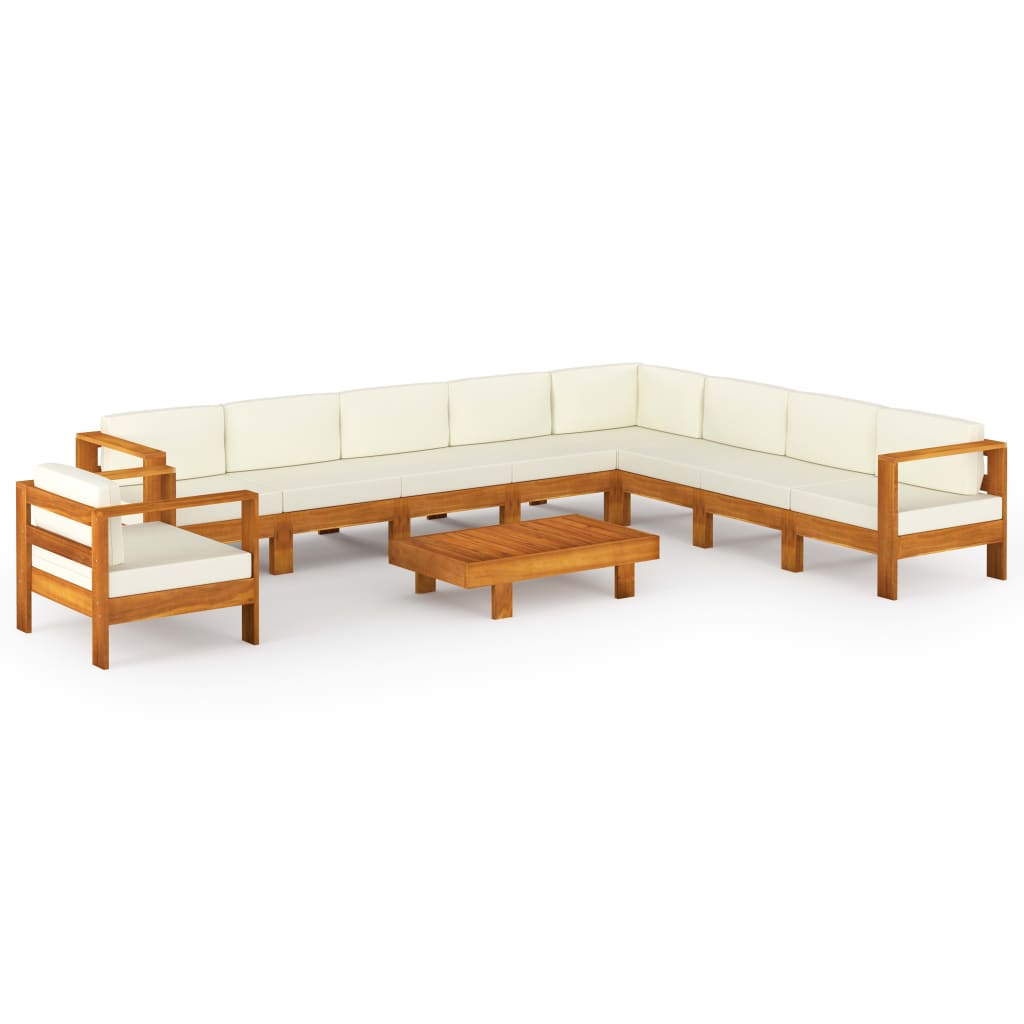 Set mobilier pentru gradina cu 8 locuri cu perne vidaXL, Lemn de acacia, Maro