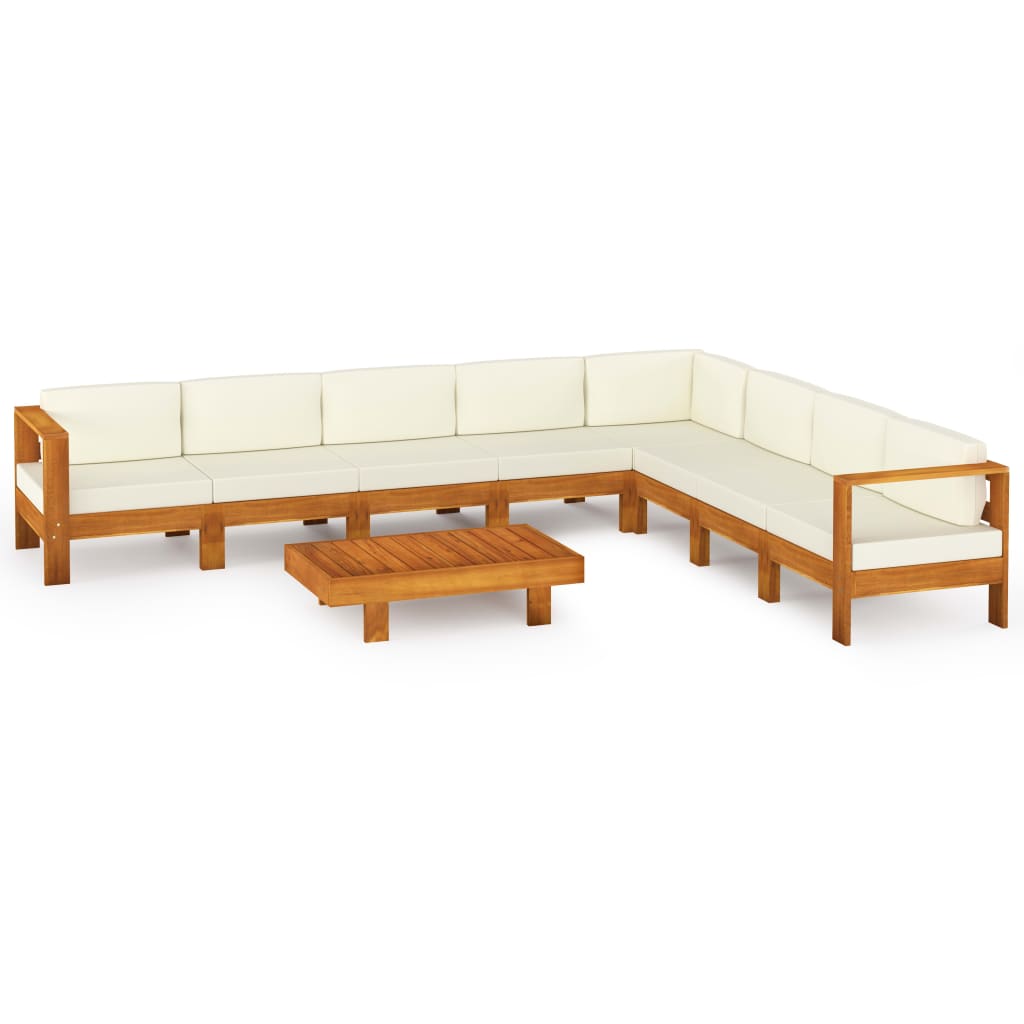 Set mobilier pentru gradina cu 7 locuri cu perne vidaXL, Lemn de acacia, Maro