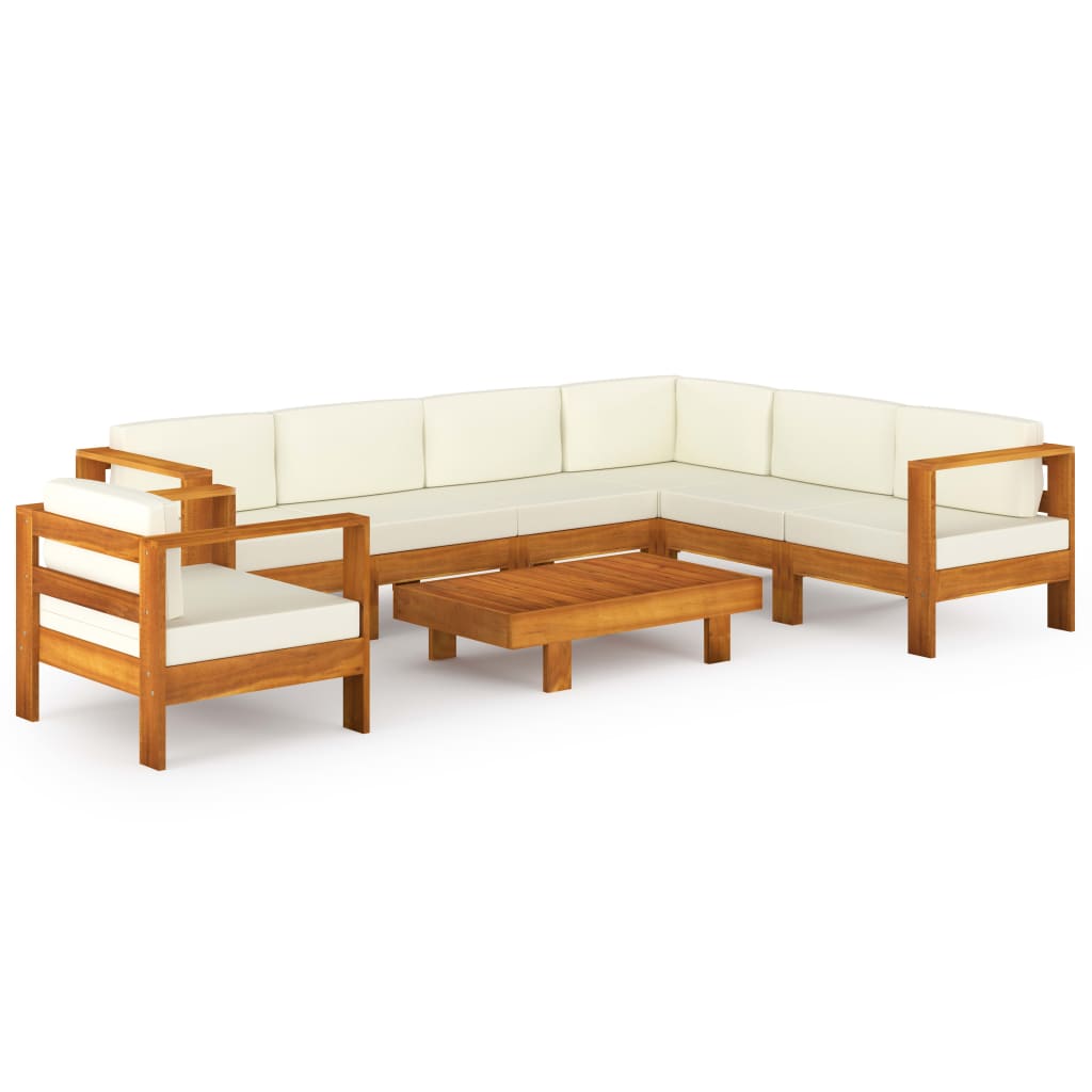 Set mobilier pentru gradina cu 8 piese cu fotoliu si perne, vidaXL, Lemn de acacia, Maro