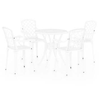 Set mobila bistro de exterior cu 5 piese, vidaXL, Aluminiu, 90 x 74 cm, Alb Set mobila bistro de exterior cu 5 piese, vidaXL, Aluminiu, 90 x 74 cm, Alb