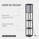 Lampa de podea, HOMCOM, economisitoare de spatiu, cu rafturi, bumbac rezistent, MDF, 26x26x160 cm, negru/alb