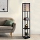 Lampa de podea, HOMCOM, economisitoare de spatiu, cu rafturi, bumbac rezistent, MDF, 26x26x160 cm, negru/alb