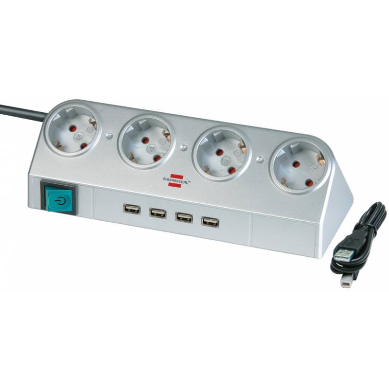 Priza multipla desktop, 4P 1.8 m, 4 x USB