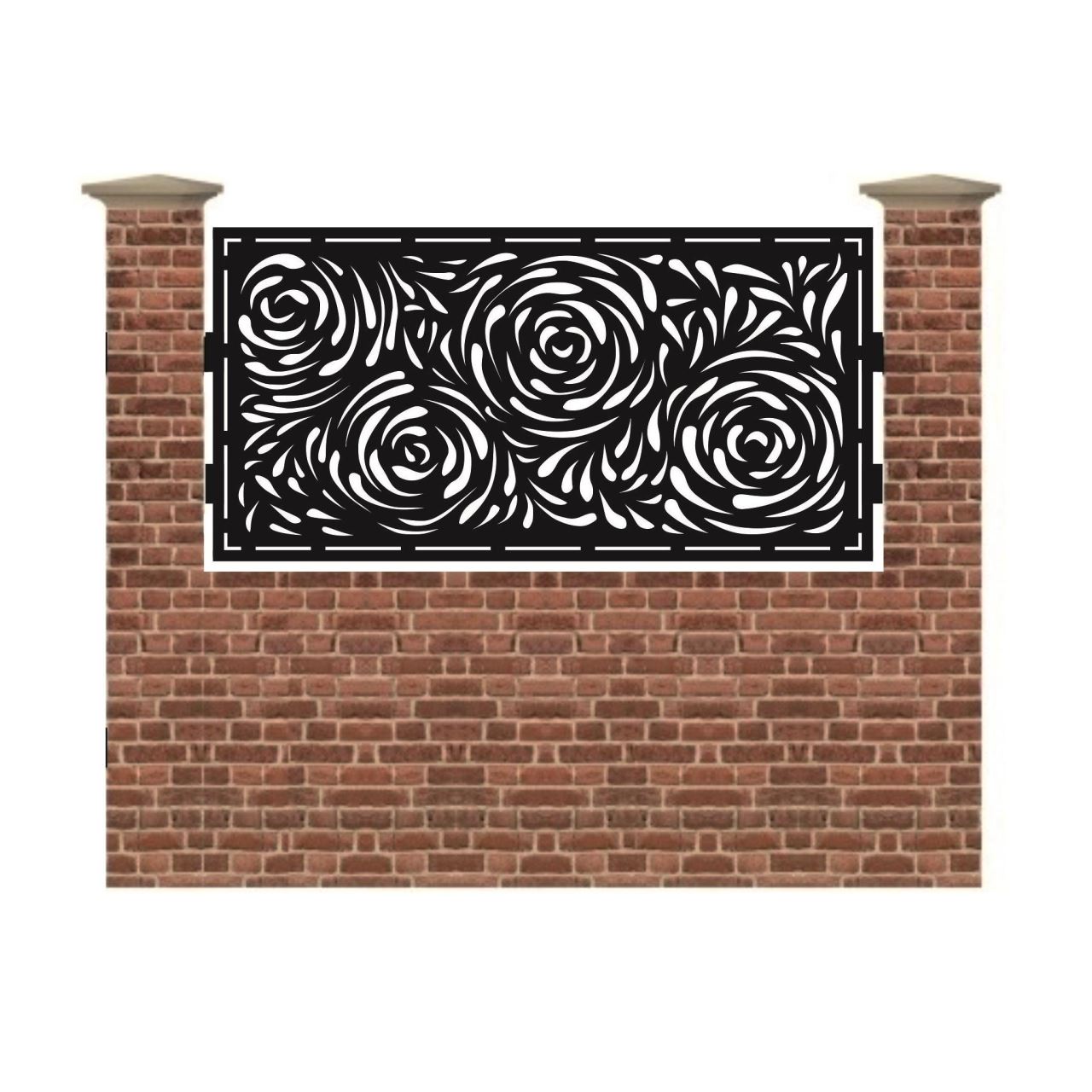 Panou de gard mic din tabla debitata cu plasma ROSES 990x1940 mm