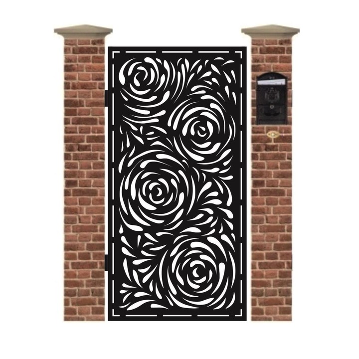 Poarta pietonala din tabla debitata cu plasma ROSES 1940 x 990 mm