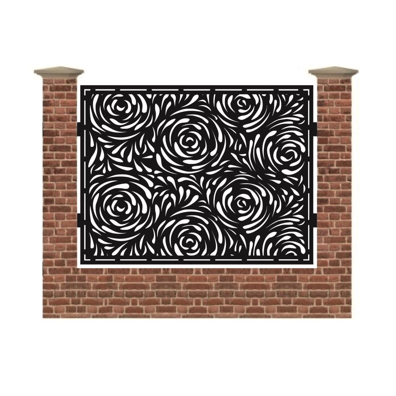 Panou de gard mare din tabla debitata cu plasma MAX ROSES 1500x1940 mm