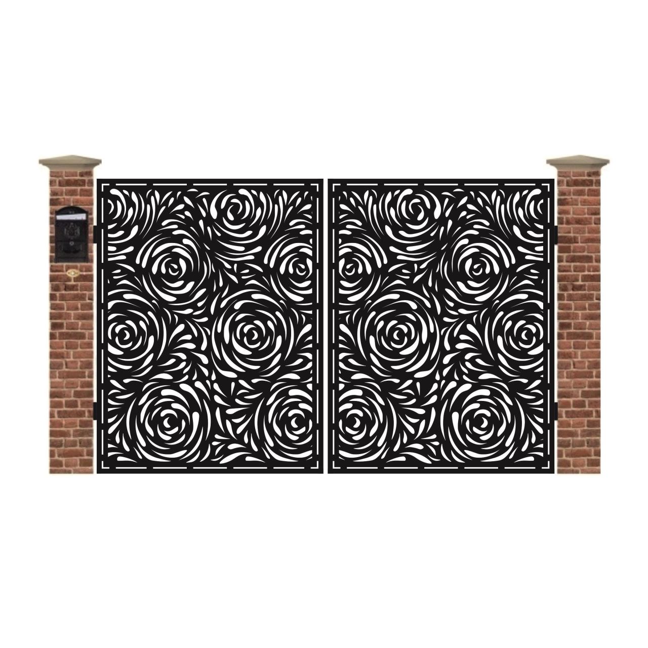 Poarta acces auto mica din tabla debitata cu plasma ROSES 3000x1940 mm