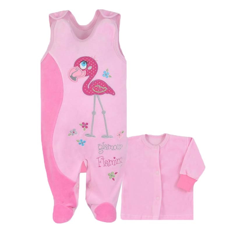 Compleu 2 piese salopeta si bluza pentru Koala Ptaszki 2628-R1, Roz 80 cm