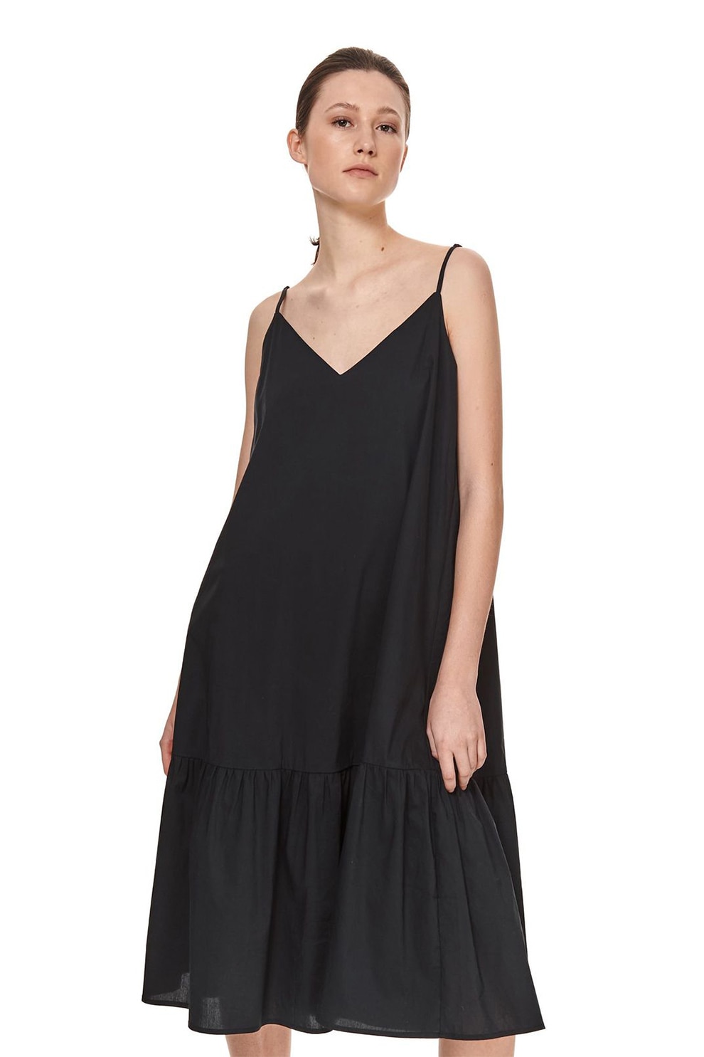 Top Secret, Rochie midi lejera cu decolteu in V, Negru