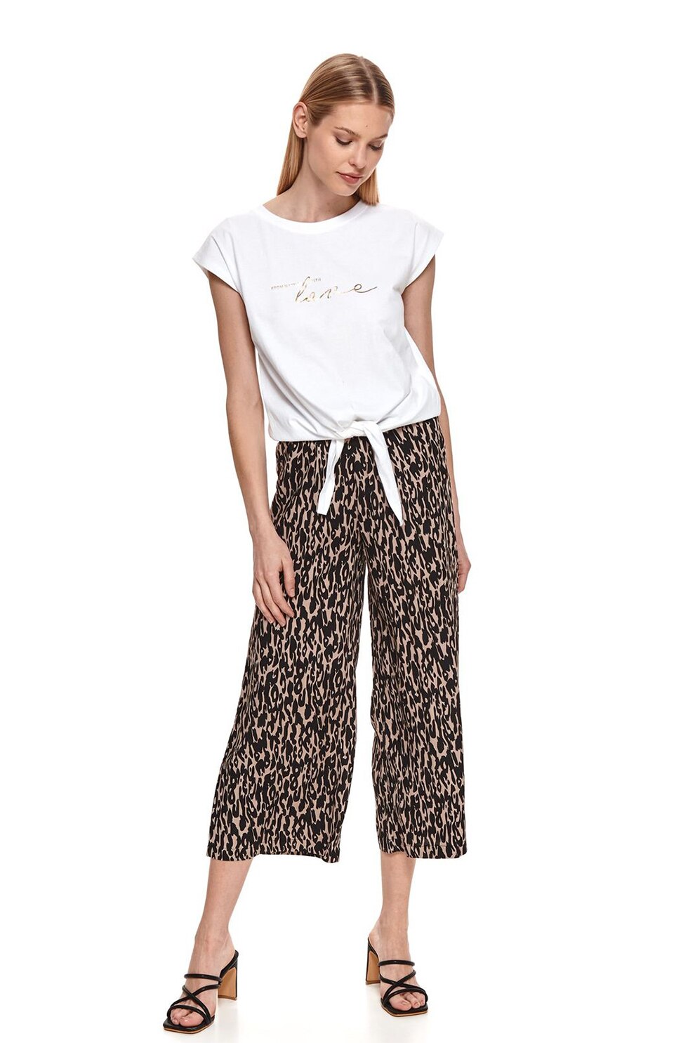 Top Secret, Tricou cu prindere cu snururi, Alb/Auriu