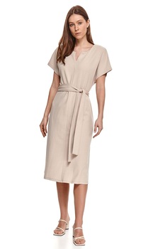 Top Secret, Rochie midi cu prindere in talie, Maro nisip Top Secret, Rochie midi cu prindere in talie, Maro nisip