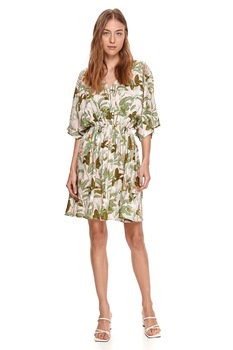 Top Secret, Rochie cu decolteu in V si imprimeu, Roz pal/Verde sparanghel/Verde maslina Top Secret, Rochie cu decolteu in V si imprimeu, Roz pal/Verde sparanghel/Verde maslina