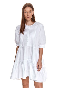 Top Secret, Rochie evazata cu maneci bufante, Alb, L Top Secret, Rochie evazata cu maneci bufante, Alb, L