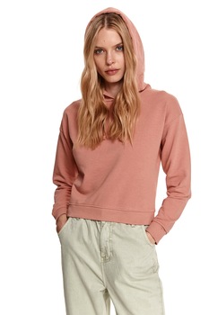 Top Secret, Hanorac crop de bumbac, roz somon, L Top Secret, Hanorac crop de bumbac, roz somon, L