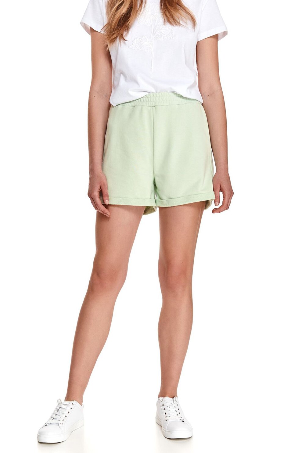 Top Secret, Pantaloni scurti cu talie elastica, Verde pal