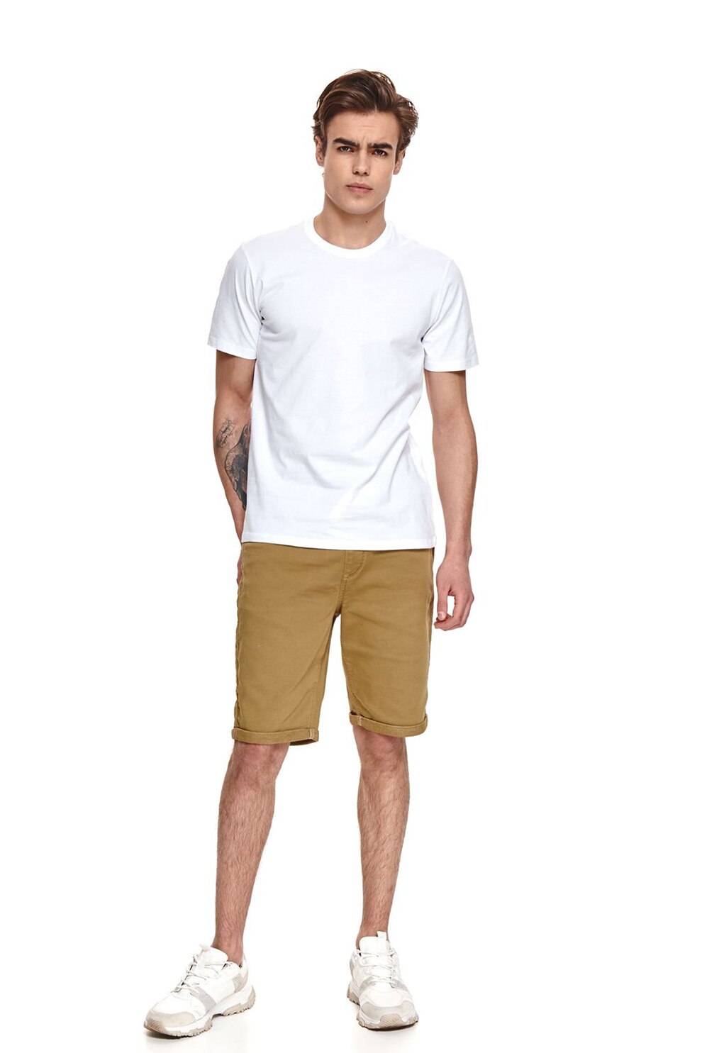 Top Secret, Tricou din jerseu cu decolteu la baza gatului, Alb