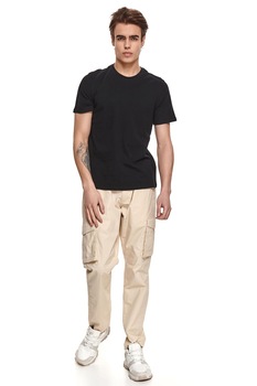 Top Secret, Tricou din jerseu cu decolteu la baza gatului, Negru Top Secret, Tricou din jerseu cu decolteu la baza gatului, Negru