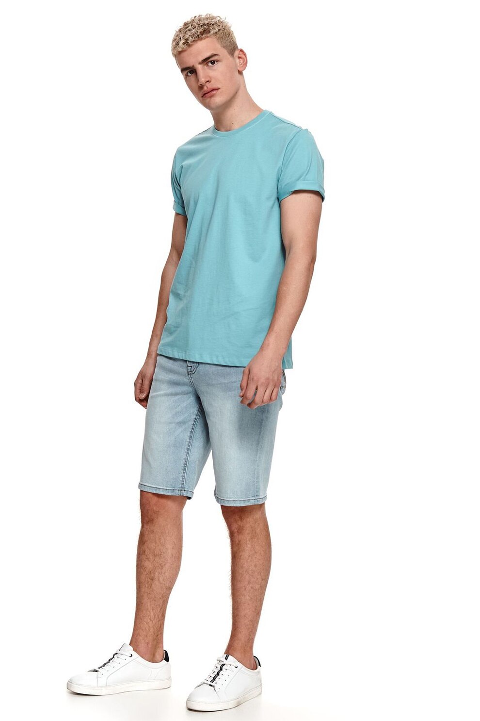 Top Secret, Tricou din jerseu cu decolteu la baza gatului, Turcoaz