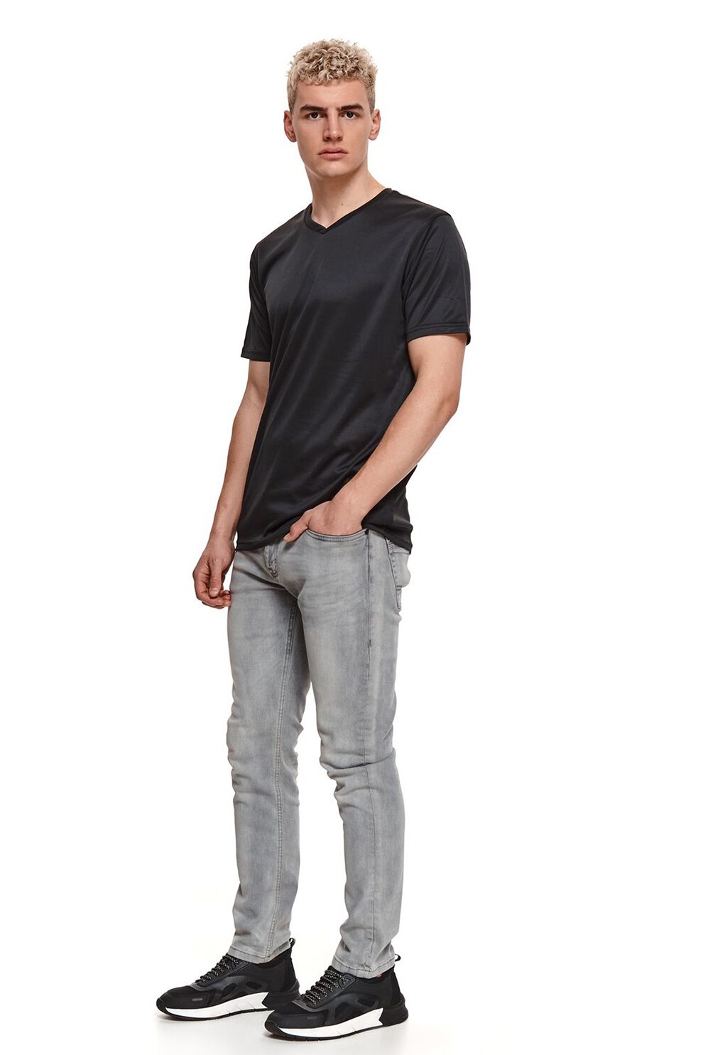 Top Secret, Tricou cu decolteu in V, Negru