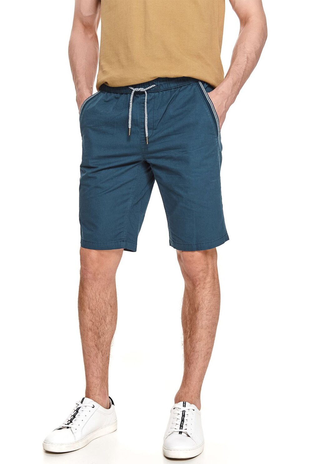 Top Secret, Pantaloni scurti de bumbac cu talie elastica, Albastru inchis