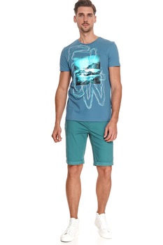 Top Secret, Tricou de bumbac cu imprimeu grafic, alastru lavanda, albastru aqua, alb, L Top Secret, Tricou de bumbac cu imprimeu grafic, alastru lavanda, albastru aqua, alb, L