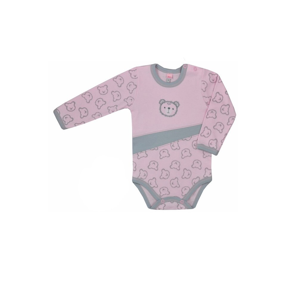 Body cu maneca lunga pentru fetite Misiaki Koala 04-723R, Roz 74 cm