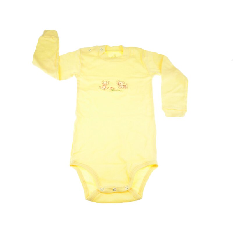 Body cu maneca lunga pentru copii Pifou Model 9 BPCP-2G, Galben 74 cm