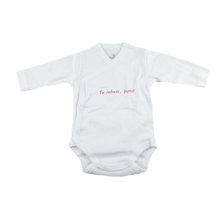 Body cu maneca lunga pentru fete Pifou Model 10 ML M10-ML8-50, Alb 50 CM