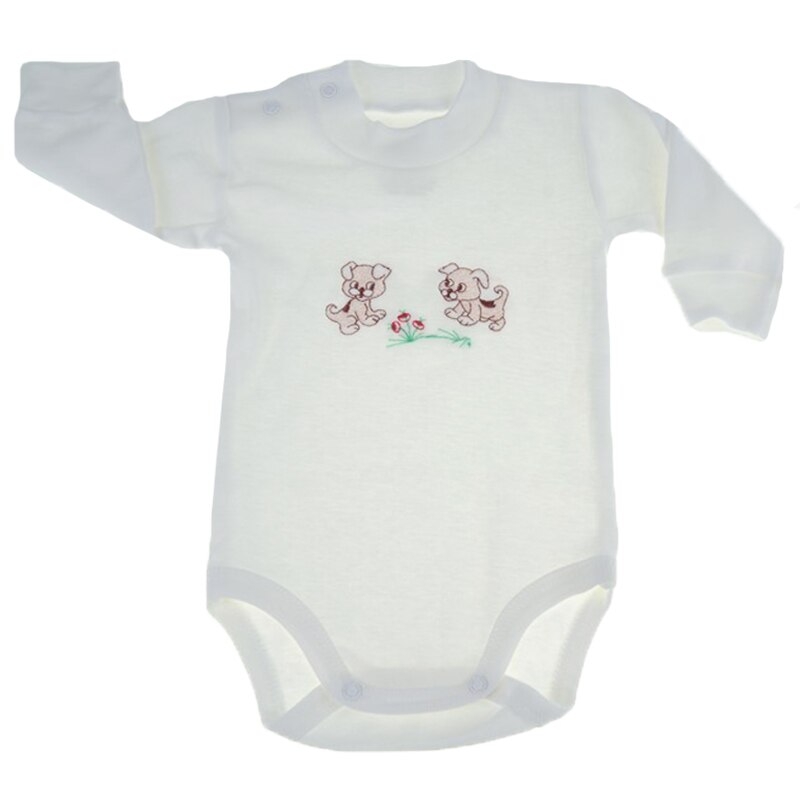 Body cu maneca lunga pentru bebelusi Pifou Model 9 ML9A, Alb 68 cm