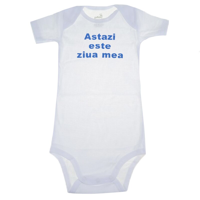 Body cu maneca scurta pentru baieti Pifou Model 6 MS6-A15, Alb 98 CM