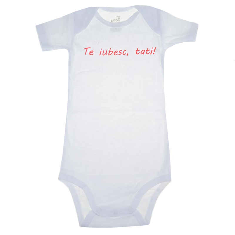 Body cu maneca scurta pentru copii Pifou Model 6 MS6-A17, Alb 98 CM