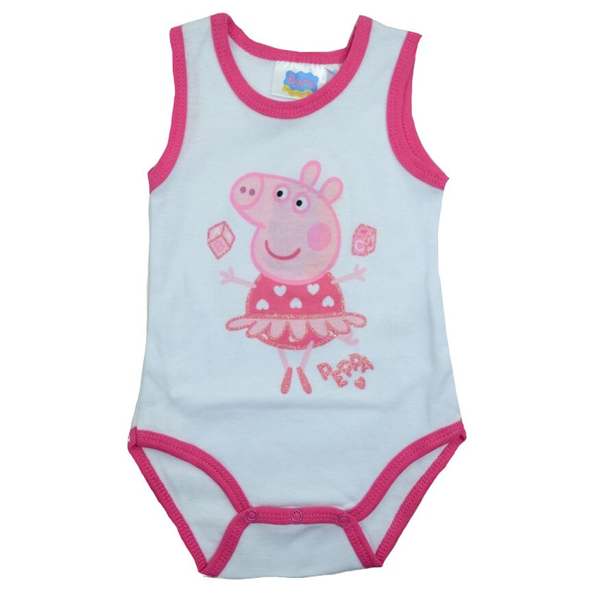 Body tip maieu pentru fete Sun City Peppa Pig EN5644, Alb 80 cm