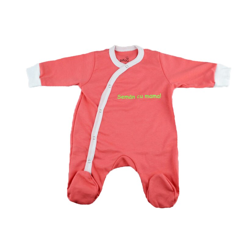 Salopeta cu maneca lunga pentru fete Pifou Model 32 M32-CO-50, Coral 50 CM