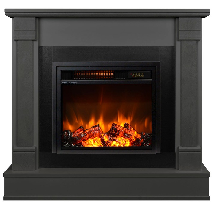 Semineu electric, Masomi, Diplomat 23 & Bahus-17' 1600 W, Beton intunecat, 97*88*27 cm