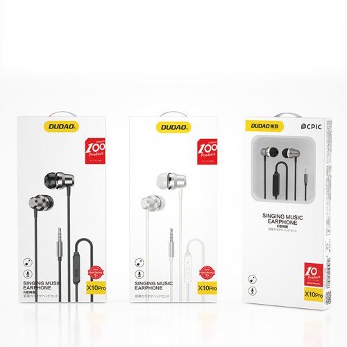 Casti intraauriculare Dudao cu telecomanda si microfon, mini jack de 3,5 mm, albe (X10 Pro alb)