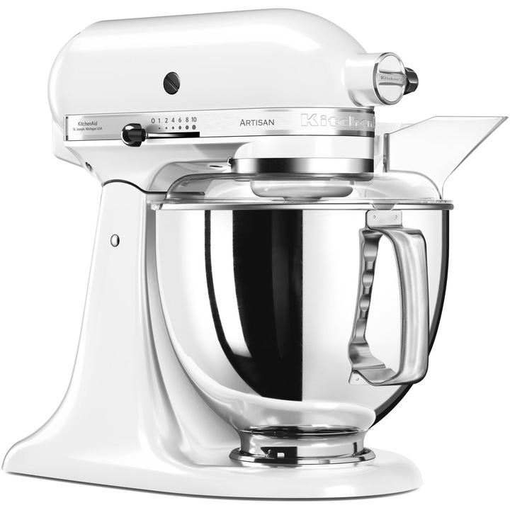 Миксер с купа KitchenAid Artisan 5KSM175PSEWH, 300W, 4.8 л, Бял