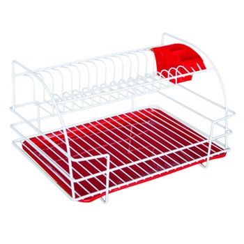 Scurgator farfurii cu tava rosie 40cm Scurgator farfurii cu tava rosie 40cm