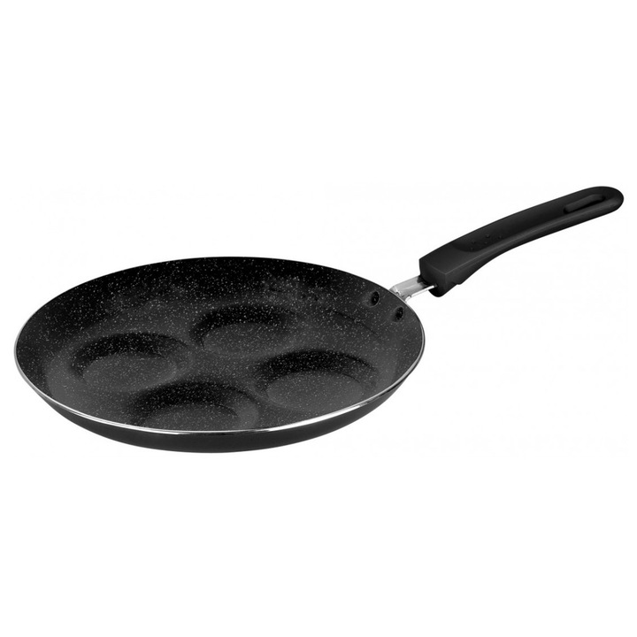 Тиган за яйца Kinghoff KH 3928, 24 cm, Мраморно покритие, Черен
