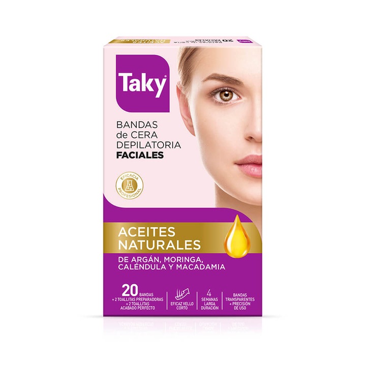 Депилиращи Ленти Лице Taky Natural Oils , 20 Бр.