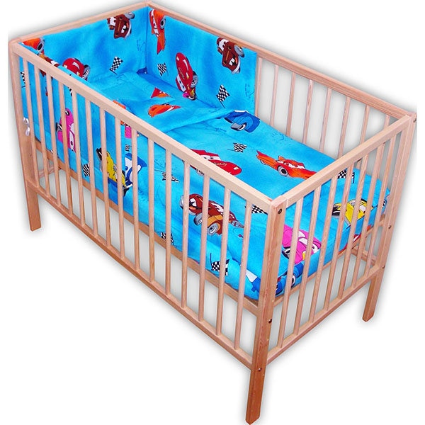 Lenjerie patut Hubners Cars 4 piese albastru, Hubners