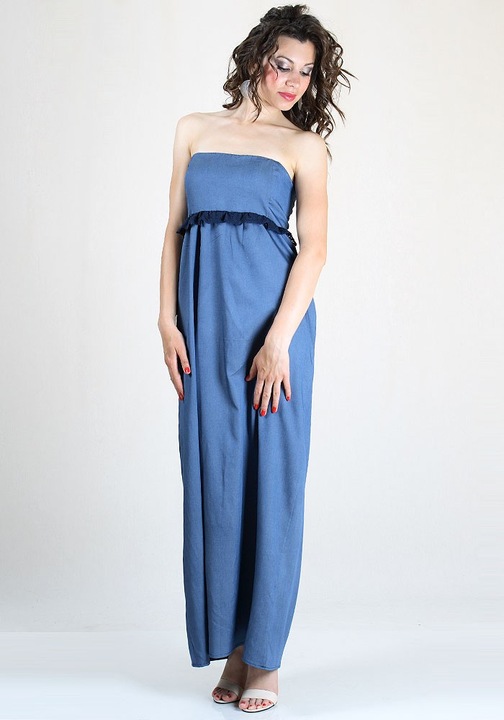 Рокля с къс ръкав Rumena 20754, Прав, Тъмносин