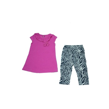 Compleu de vara doua piese pentru fete Atut A-4725RD-110, Fucsia 110 CM Compleu de vara doua piese pentru fete Atut A-4725RD-110, Fucsia 110 CM