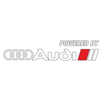 Set Stickere auto caroserie Powered by Audi, scris alb, 2buc Set Stickere auto caroserie Powered by Audi, scris alb, 2buc
