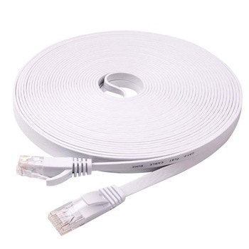 Cablu UTP Retea NUODWELL, Alb, Format Plat Flexibil Cat6, 10m Lungime Cablu Ethernet de Internet cu Mufa, Conector RJ45 Cablu UTP Retea NUODWELL, Alb, Format Plat Flexibil Cat6, 10m Lungime Cablu Ethernet de Internet cu Mufa, Conector RJ45