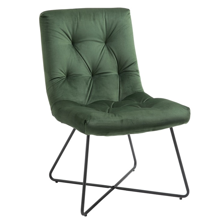 Kárpitozott szék HOMCOM, poliészter / fém, 55x75x90cm, zöld / fekete